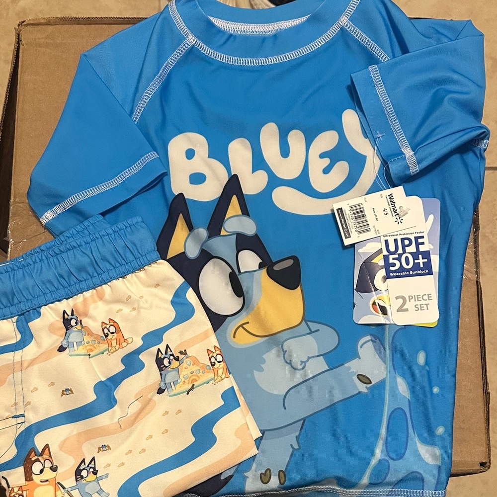 Kids UPF 50+ Bluey Rash Guard Swim Set